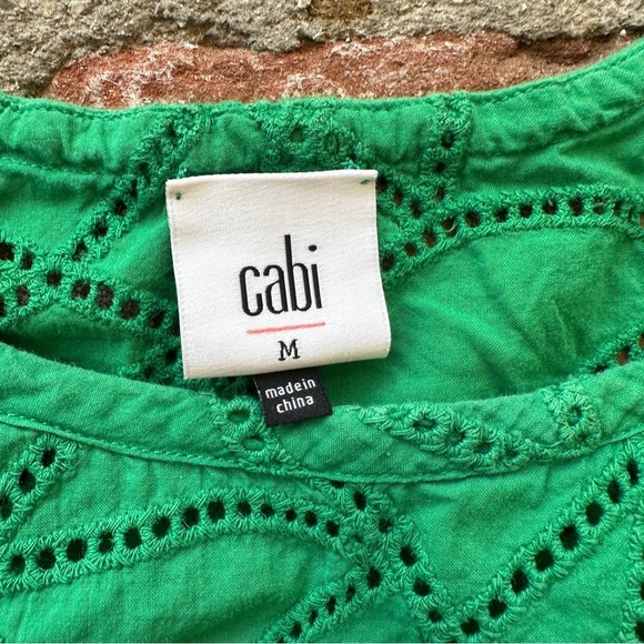 CAbi Cottagecore Gemma Green Eyelet Blouse Sleeveless Tank Top 5036 size medium - Picture 3 of 16